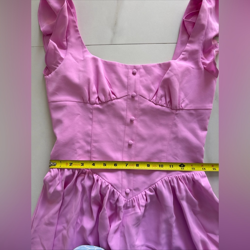 AMANDA UPRICHARD Holland Flutter Sleeve Mini Dress Pink Size S NWT - Picture 9 of 10